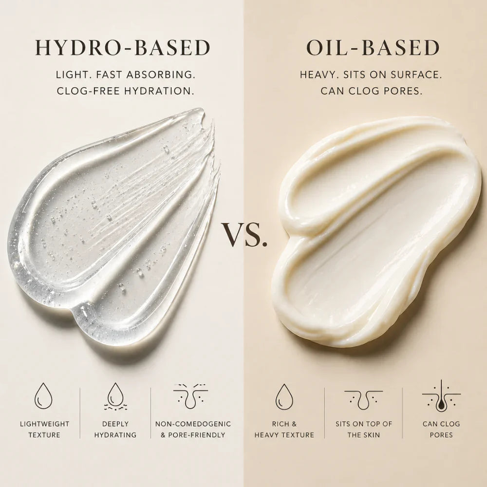 Hydro-Based vs. Oil-Based Skincare: The Science Behind Clog-Free Hydration